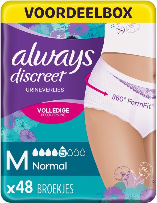 Always Discreet Broekjes Voor Urineverlies - Normal M - Voordeelbox 48 stuks - Incontinentiebroekjes