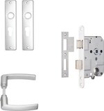 AXA Binnendeurbeslag set (Edge) Aluminium - Kruk op schild met cilindergat PC55