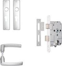 AXA Binnendeurbeslag set (Edge) Aluminium - Kruk op schild met cilindergat PC55
