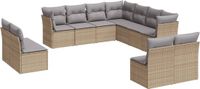 vidaXL 11-delige tuinset met kussens, polyrattan, beige