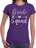 Bellatio Decorations Bride Squad Cupido zilver glitter tekst t-shirt paars dames