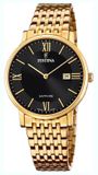 Festina F20020/3 Heren Polshorloge Goudkleurig Staal Zwart Saffierglas Quartz 5 ATM