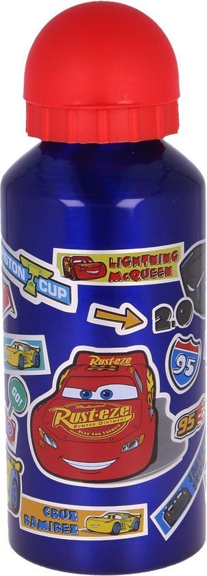 Disney Cars Aluminium Fles - 400ml - Blauw/Rood