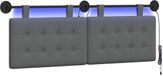 vidaXL Hangend Hoofdbord Met LED-verlichting Donkergrijs Stof