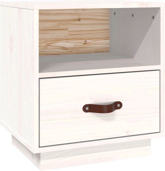 vidaXL Nachtkastje 40x34x45 cm massief grenenhout wit