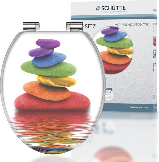 SCHÜTTE WC-Bril 80120 COLORFUL STONES - MDF - Soft Close - Chrome Hinges - 3-sided Print