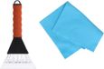 Merkloos / Sans marque Autoramen IJskrabber soft grip rood 26 cm met anti-condens doek