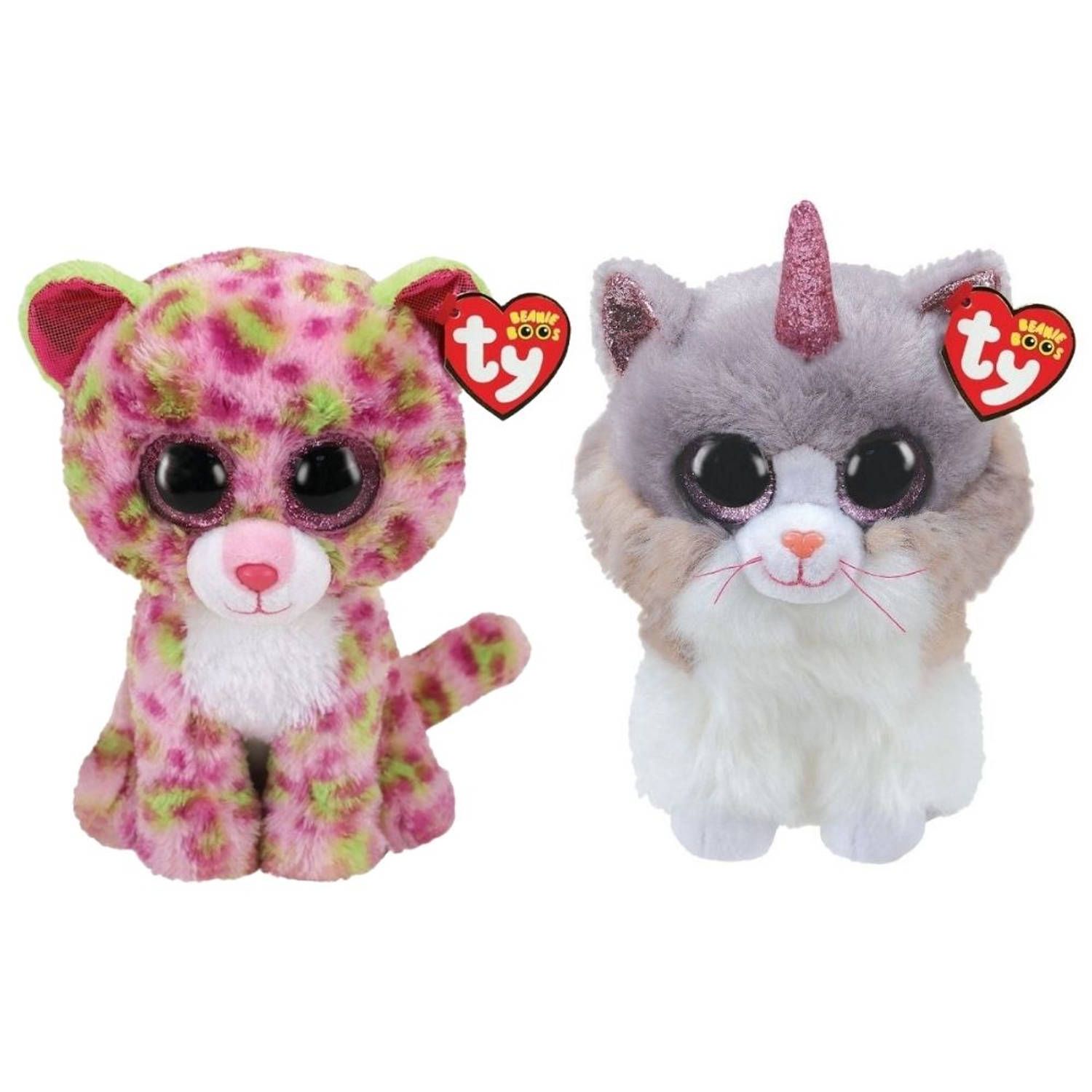 TY - Knuffel - Beanie Buddy - Lainey Leopard & Asher Cat - Meerkleurig