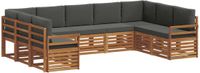 vidaXL - Bank loungeset - 9 zitplaatsen - Natuurlijk en antraciet - Acacia hout
