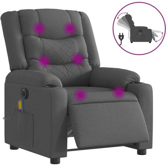 vidaXL Massagestoel elektrisch verstelbaar stof donkergrijs