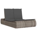 VidaXL Ligbed 2-persoons met kussens poly rattan grijs