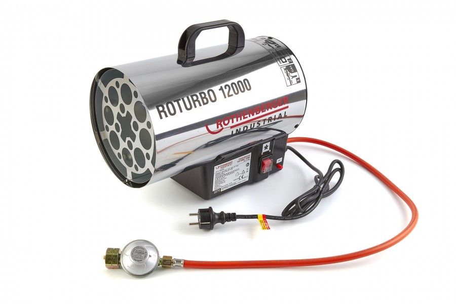 ROTHENBERGER INDUSTRIAL RoTurbo 12000 Gas Heater - 13.3 kW - Includes Piezo Ignition, Hose and Regulator - 150000050