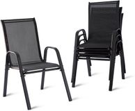 Merkloos Relaxdays Tuinstoelen stapelbaar - set van 4 - antraciet
