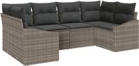 vidaXL Tuinbank Set 6-delig Grijs Polyrattan