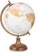 Arte R Decoratie Wereldbol / globe - wit - houten voet - D21 x H32 cm - landen topografie