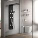 Icecat Colonne de douche hydromassante noire Panneau de douche en acier inoxydable avec tête de douche, douchette, 6 jets de massage, kit ensemble de douche cascade avec écran LCD pour salle de bain