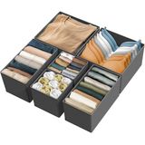 Simple Houseware Opvouwbare stoffen opbergdoos voor kast, commode, lade, scheidingswand, organizer, mandcontainer voor ondergoed, beha's, donkergrijs (set van 6)