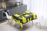 Bonamaison Tafelkleed, Anti-Mold, Sneldrogend, Waterdicht, 100% Polyester Tafellaken, Neon Geel, Rook, 140 x 140 Cm