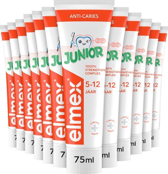 Elmex Junior 5-12 jaar Kindertandpasta - 6 x 75ml - Voordeelverpakking