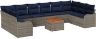 vidaXL Tuinbank - Set - 11 - st - Grijs - poly - rattan