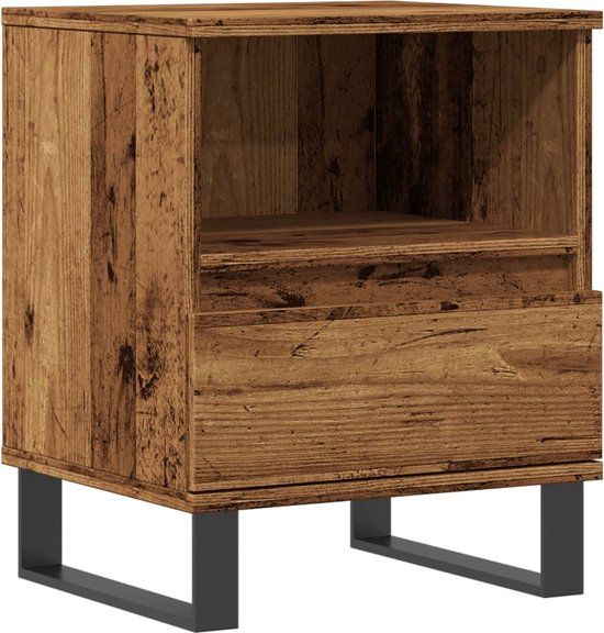 vidaXL Nachtkastje - 40x35x50 cm - Bewerkt Hout - Oud Houtkleurig