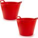 PLASTICFORTE Flexibele emmer/kuip - 2x stuks - rood - 42 liter - ECO kunststof - rond - 38 x 45 cm