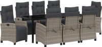 vidaXL Tuin Eettafel Set 9 st Grijs poly rattan