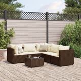 Prolenta Maison Exclusive - 6-delige loungeset voor de tuin met kussens, bruin, van polyrotan