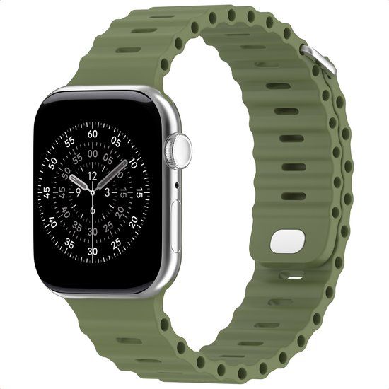Accezz Premium Siliconen Sport bandje - Geschikt voor Apple Watch 38/40/41/42 mm - Khaki
