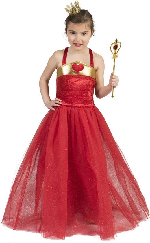 Funny Fashion Panda Funny Fashion Koning Prins & Adel Kostuum Rode Koningin Ambrosia Meisje Maat 152 Carnaval kostuum Verkleedkleding