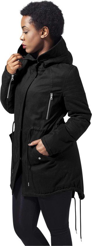 Urban Classics Sherpa Lined Cotton Parka Dames Winterjas - zwart - M
