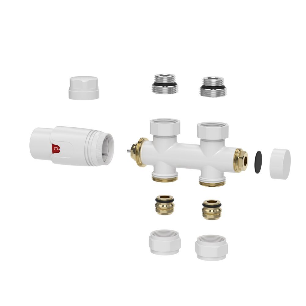 Wiesbaden set thermostatisch onderblok recht wit - 8720365818134