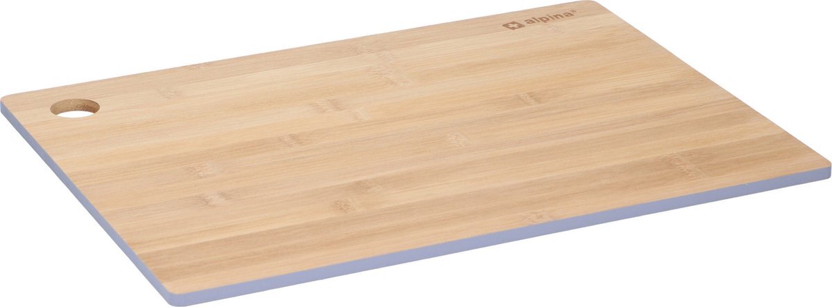 Alpina Set van 1x stuks snijplanken grijze rand 28 x 38 cm van bamboe hout - Serveerplanken - Broodplanken