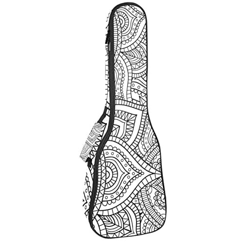 Mersov Concert Ukelele Rugzak, Heavy Duty Ukelele Case Bag met Opslag, Sopraan Concert Tenor Ukelele 10MM Gewatteerde Tas Indiase Wit Psychedelische Henna