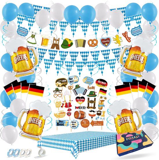 Fissaly 95-delige Oktoberfest Versiering Set - Feest Decoratie - Oktoberfeest & Bierfeest Pakket