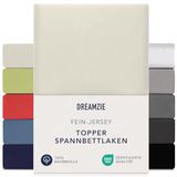 Dreamzie Hoeslaken Dekmatras 90x200 cm - 100x200 cm, 100% Katoen Jersey, Dekmatras Hoogte Tot 15 cm, Hypoallergeen, Oeko-Tex, Beige