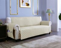 Housse de canapé réversible sans marque 3 places - imperméable - blanc-crème