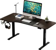 en.casa Game bureau Stryn zit sta elektrisch 160x60/75x72-117 cm walnootkleurig en zwart