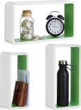 Relaxdays Wandkubus Set van 3 - Wit-groen
