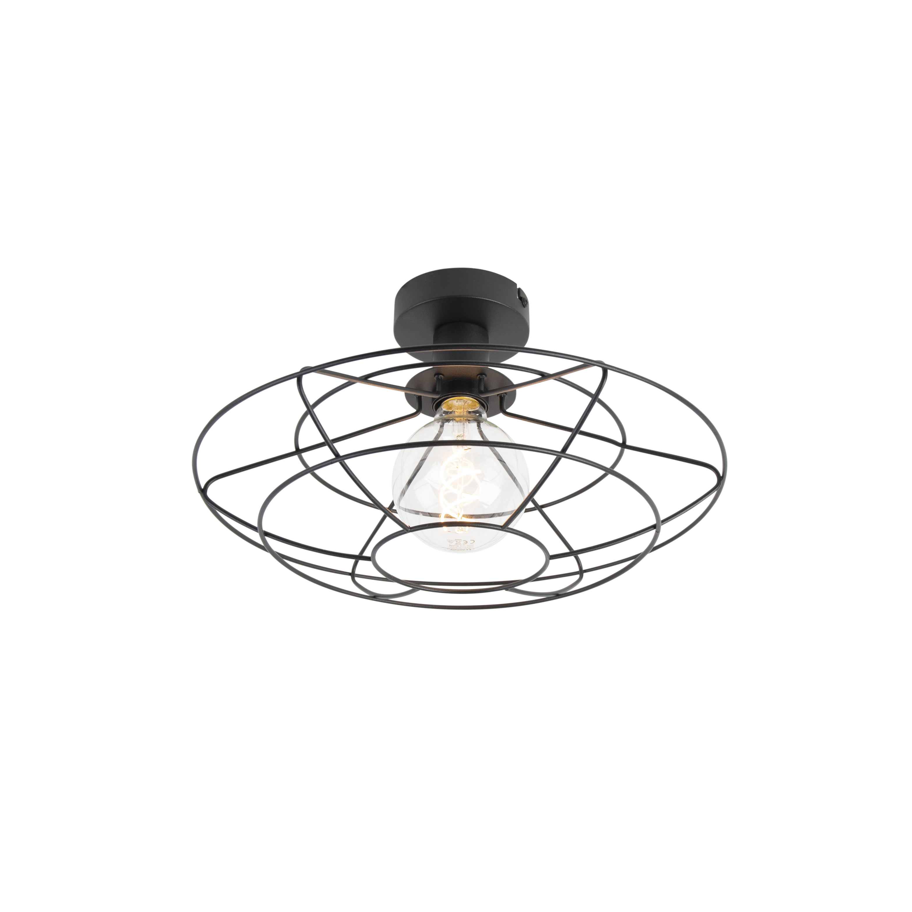 QAZQA Laurent cl - Plafondlamp - 1 lichts - Ã˜ 370 mm - Zwart