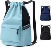 Unyqoos® Sac de sport bleu avec bandes de sécurité réfléchissantes
