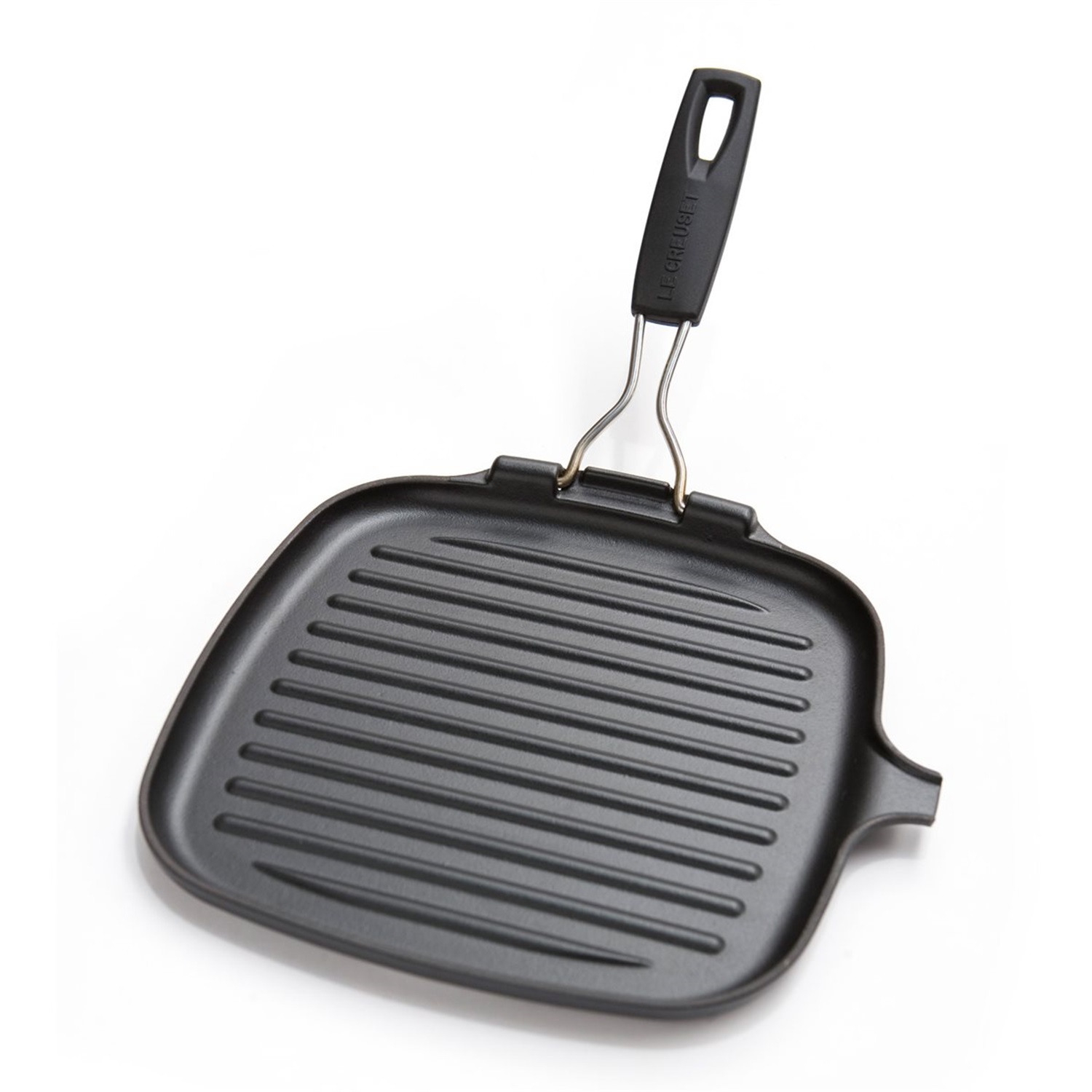 Le Creuset Grillplaat Vierkant/ Inklapbare Greep Vierkant 24 × 24 cm - Zwart