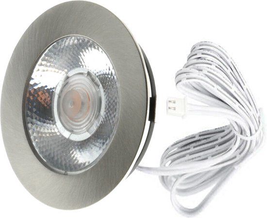 EcoDim LED Spot Keukenverlichting - 3W - Warm Wit 2700K - Dimbaar - IP54 - Rond - Mat Nikkel