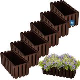 KOTARBAU® 6 st Balkonbak, Bloembak voor Balkon, Kunststof Balkonbak, 38 x 18 x 16 cm, Bruin, Balkon Plantenbak, Rechthoekig, Weerbestendige Plantenbak