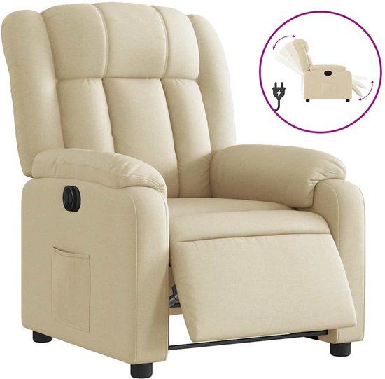 vidaXL Fauteuil - verstelbaar - elektrisch - stof - crèmekleurig