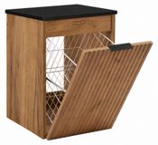 3xE living Meuble de salle de bain suspendu avec panier à linge, chêne artisanal / noir mat