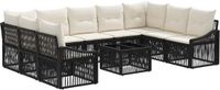 vidaXL Tuinbank - Set - 4 zitplekken - Zwart - Polyrattan