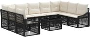 vidaXL Banc de jardin - Set - 4 places assises - Noir - Polyrotin