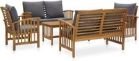 vidaXL 5-delige loungeset met kussens massief acaciahout donkergrijs
