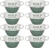 Merkloos / Sans marque Hit Trading B.V. Soepkommen - 8x - Groen - Keramiek - D12 x H8 cm